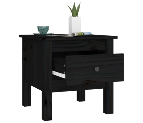 Mesa auxiliar de madera maciza de pino negro 40x40x39 cm