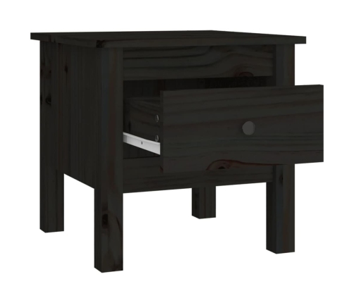 vidaXL Mesa auxiliar de madera maciza de pino negro 40x40x39 cm