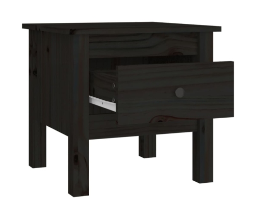 Mesa auxiliar 2 uds de madera maciza de pino negro 40x40x39 cm