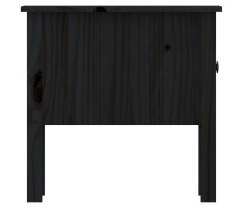 vidaXL Mesa auxiliar de madera maciza de pino negro 50x50x49 cm