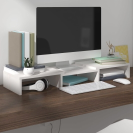 Soporte de monitor madera maciza de pino blanco 60x24x10,5 cm