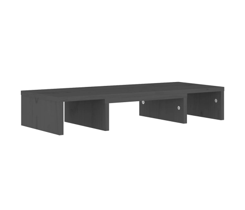 vidaXL Soporte de monitor madera maciza de pino gris 60x24x10,5 cm