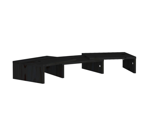 Soporte de monitor madera maciza de pino negro 60x24x10,5 cm