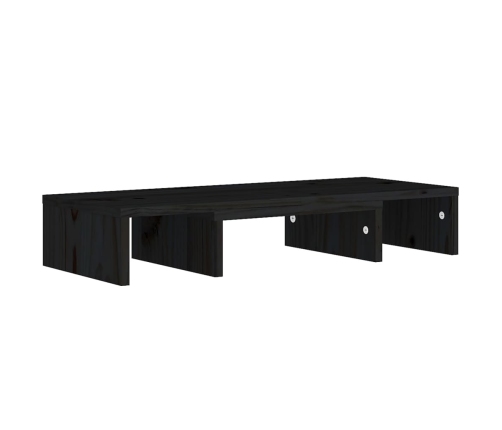 Soporte de monitor madera maciza de pino negro 60x24x10,5 cm