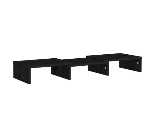 Soporte de monitor madera maciza de pino negro 60x24x10,5 cm