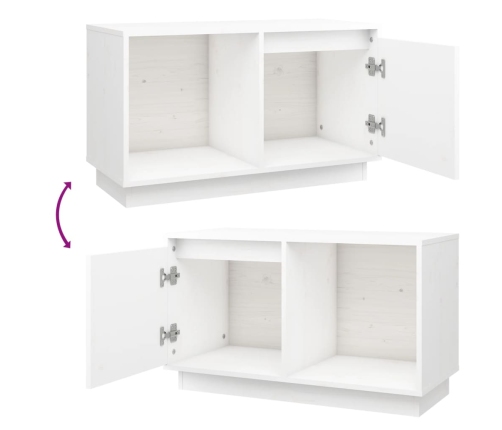 Mueble para TV de madera maciza de pino blanco 74x35x44 cm