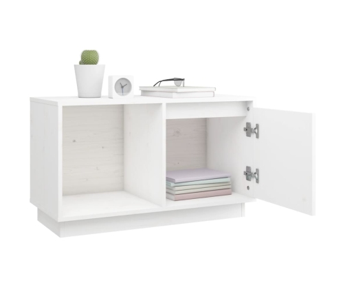 Mueble para TV de madera maciza de pino blanco 74x35x44 cm