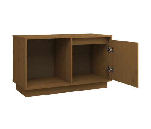 Mueble de TV madera maciza de pino marrón miel 74x35x44 cm