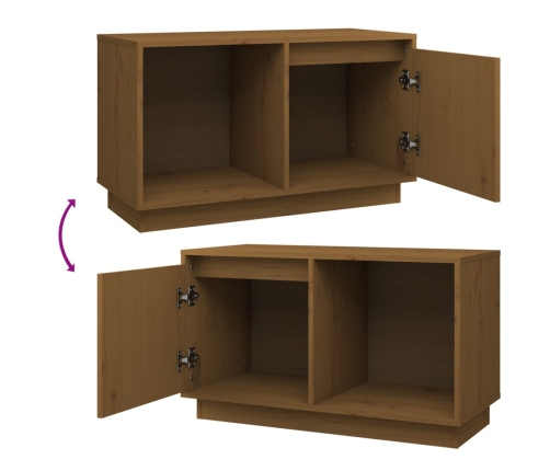 Mueble de TV madera maciza de pino marrón miel 74x35x44 cm