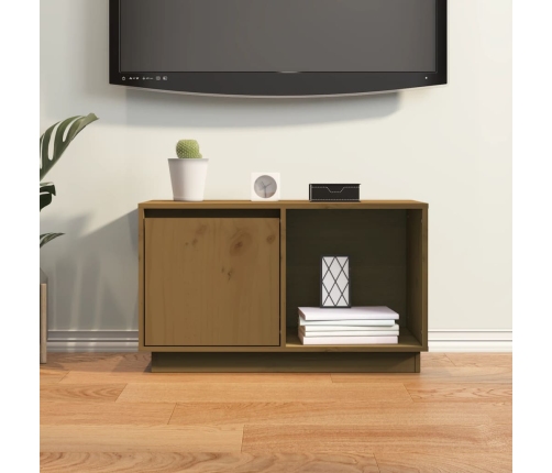 Mueble de TV madera maciza de pino marrón miel 74x35x44 cm