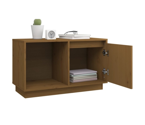 Mueble de TV madera maciza de pino marrón miel 74x35x44 cm