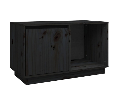 vidaXL Mueble de TV de madera maciza de pino negro 74x35x44 cm