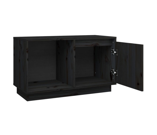 vidaXL Mueble de TV de madera maciza de pino negro 74x35x44 cm