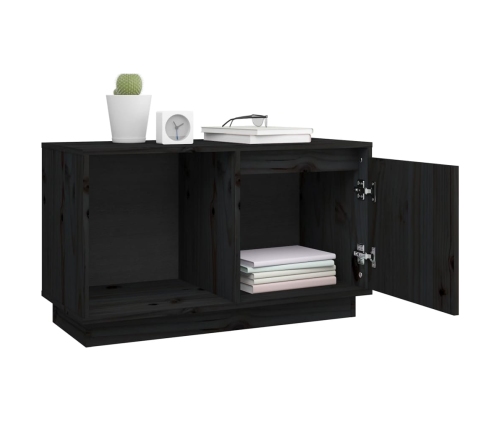 Mueble de TV de madera maciza de pino negro 74x35x44 cm