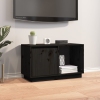 vidaXL Mueble de TV de madera maciza de pino negro 74x35x44 cm