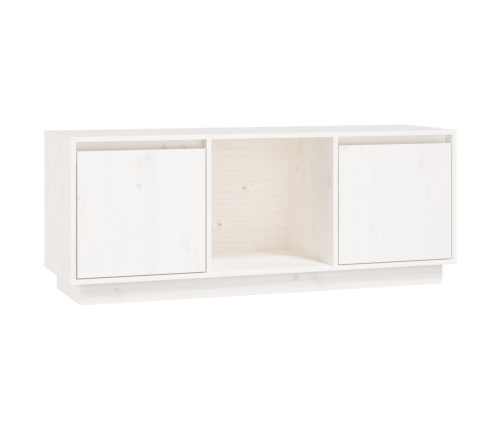 Mueble para TV de madera maciza de pino blanco 110,5x35x44 cm