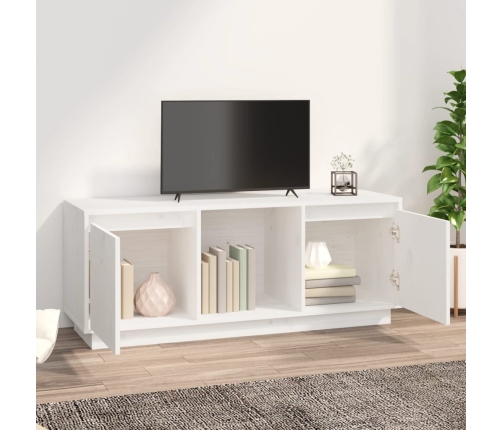 Mueble para TV de madera maciza de pino blanco 110,5x35x44 cm