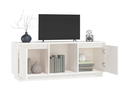 Mueble para TV de madera maciza de pino blanco 110,5x35x44 cm