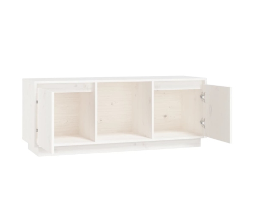 Mueble para TV de madera maciza de pino blanco 110,5x35x44 cm