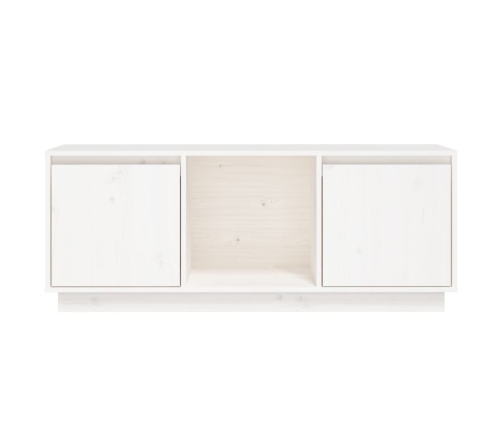 Mueble para TV de madera maciza de pino blanco 110,5x35x44 cm