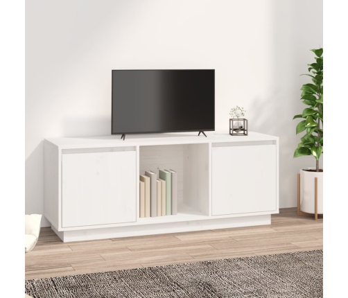 Mueble para TV de madera maciza de pino blanco 110,5x35x44 cm