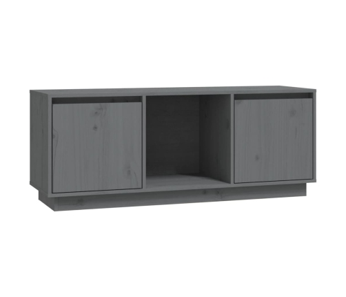 Mueble para TV de madera maciza de pino gris 110,5x35x44 cm