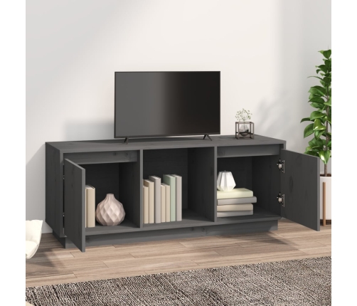 Mueble para TV de madera maciza de pino gris 110,5x35x44 cm