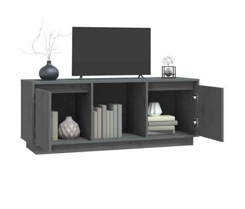 Mueble para TV de madera maciza de pino gris 110,5x35x44 cm