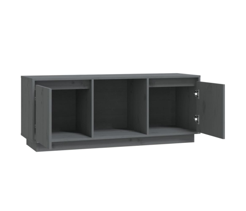 Mueble para TV de madera maciza de pino gris 110,5x35x44 cm