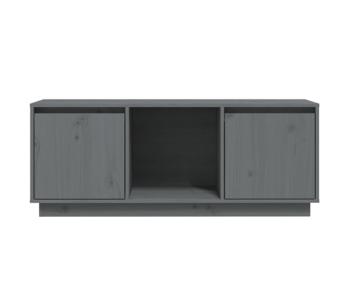 Mueble para TV de madera maciza de pino gris 110,5x35x44 cm