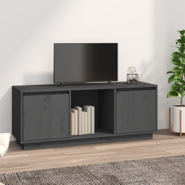 Mueble para TV de madera maciza de pino gris 110,5x35x44 cm