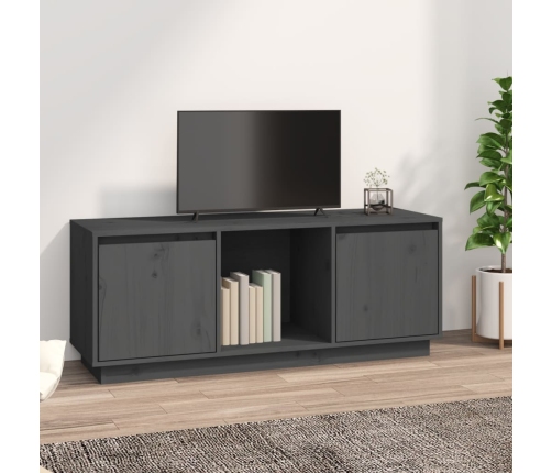 Mueble para TV de madera maciza de pino gris 110,5x35x44 cm