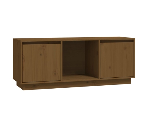 Mueble para TV madera maciza de pino marrón miel 110,5x35x44 cm