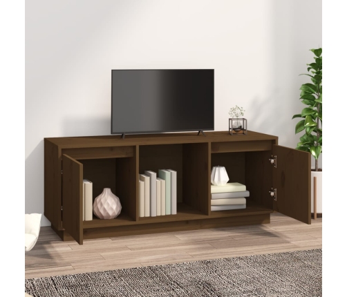 Mueble para TV madera maciza de pino marrón miel 110,5x35x44 cm