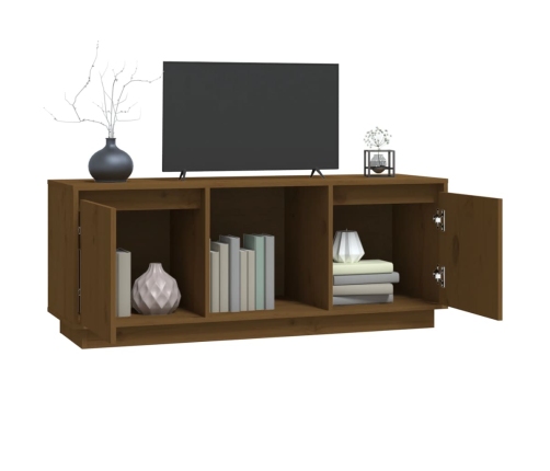 Mueble para TV madera maciza de pino marrón miel 110,5x35x44 cm