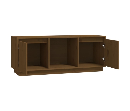 Mueble para TV madera maciza de pino marrón miel 110,5x35x44 cm