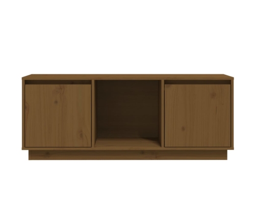 Mueble para TV madera maciza de pino marrón miel 110,5x35x44 cm