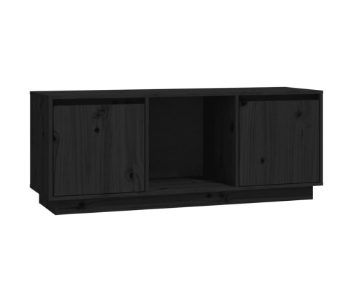 Mueble para TV de madera maciza de pino negro 110,5x35x44 cm