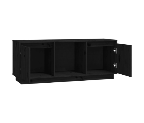 Mueble para TV de madera maciza de pino negro 110,5x35x44 cm