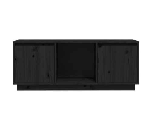 Mueble para TV de madera maciza de pino negro 110,5x35x44 cm