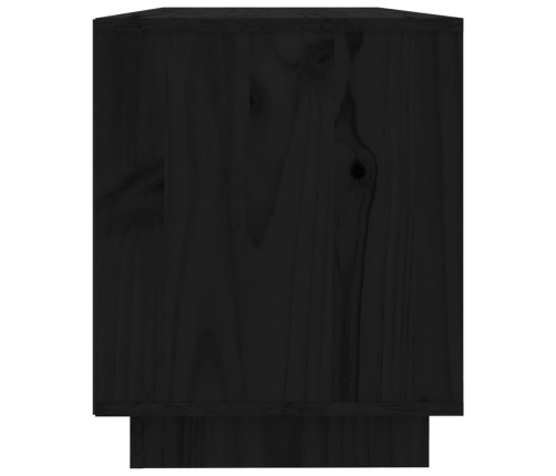 Mueble para TV de madera maciza de pino negro 110,5x35x44 cm