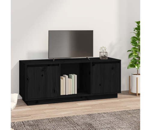 Mueble para TV de madera maciza de pino negro 110,5x35x44 cm