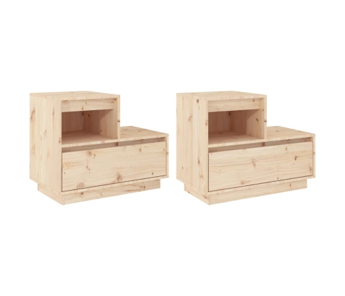 Mesitas de noche 2 uds madera maciza de pino 60x34x51 cm