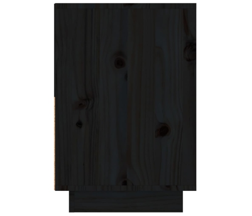 Mesita de noche madera maciza de pino negro 60x34x51 cm