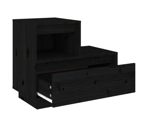 Mesita de noche madera maciza de pino negro 60x34x51 cm