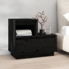 Mesita de noche madera maciza de pino negro 60x34x51 cm