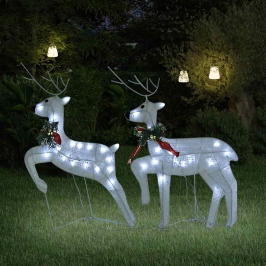 Renos de Navidad 2 unidades 40 LED blanco