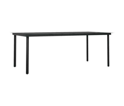 Mesa de comedor para jardín acero y vidrio negro 200x100x74 cm