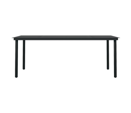 Mesa de comedor para jardín acero y vidrio negro 200x100x74 cm