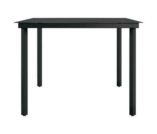 Mesa de comedor para jardín acero y vidrio negro 200x100x74 cm